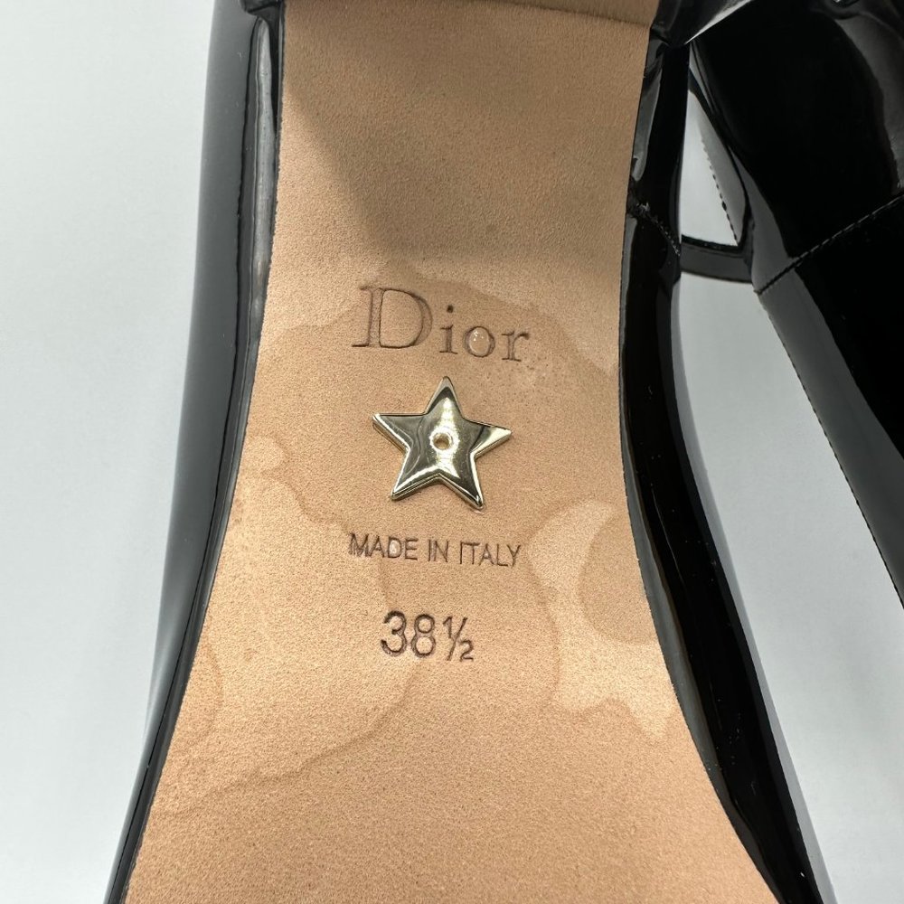 Dior La Parisienne Black Patent Leather Pump with Silver Heel & Ankle Strap FW22 - Picture 11 of 12